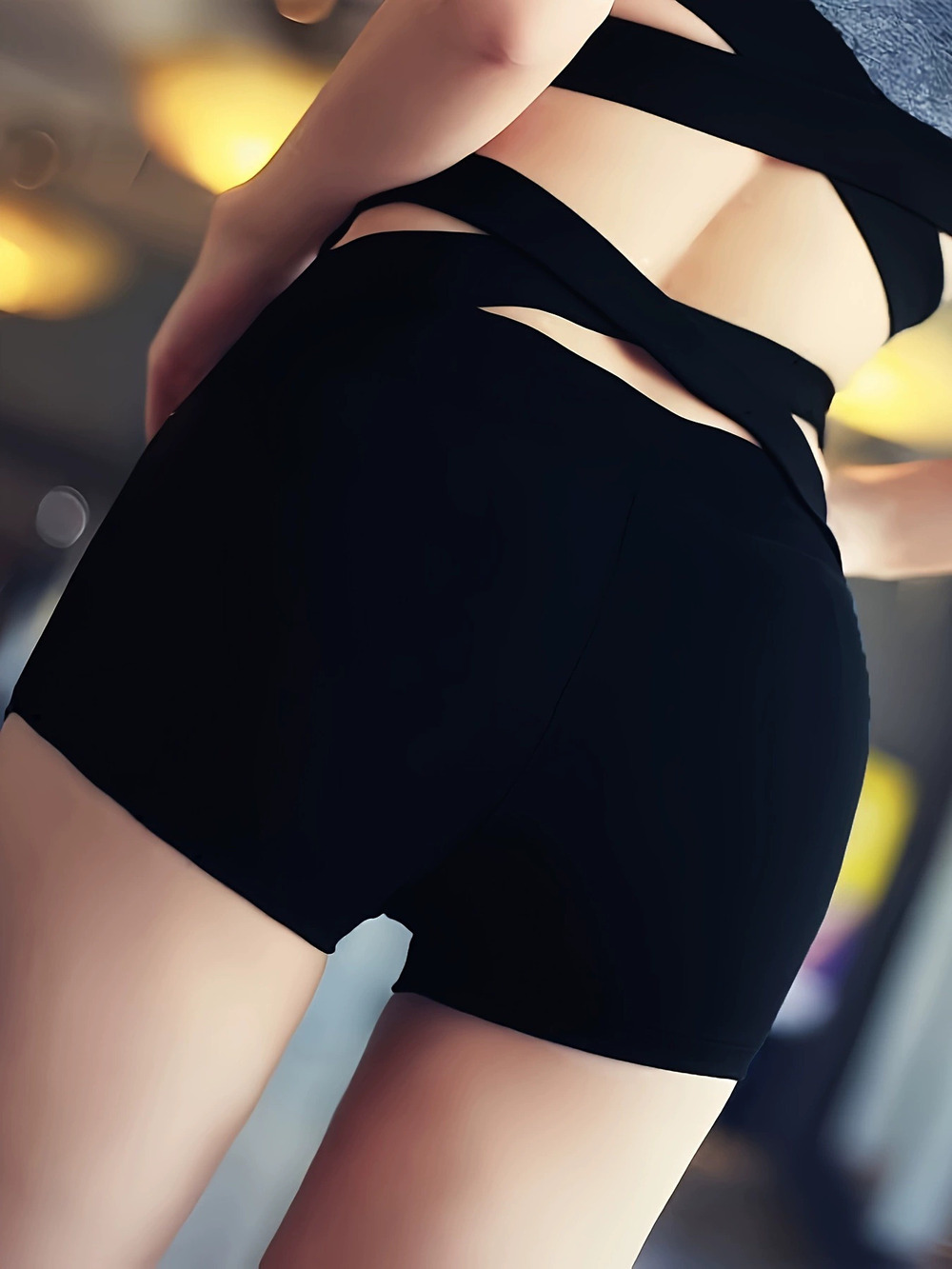 Womens High Waist Peach Butt Lifting Summer Compression Breathable Black Shorts